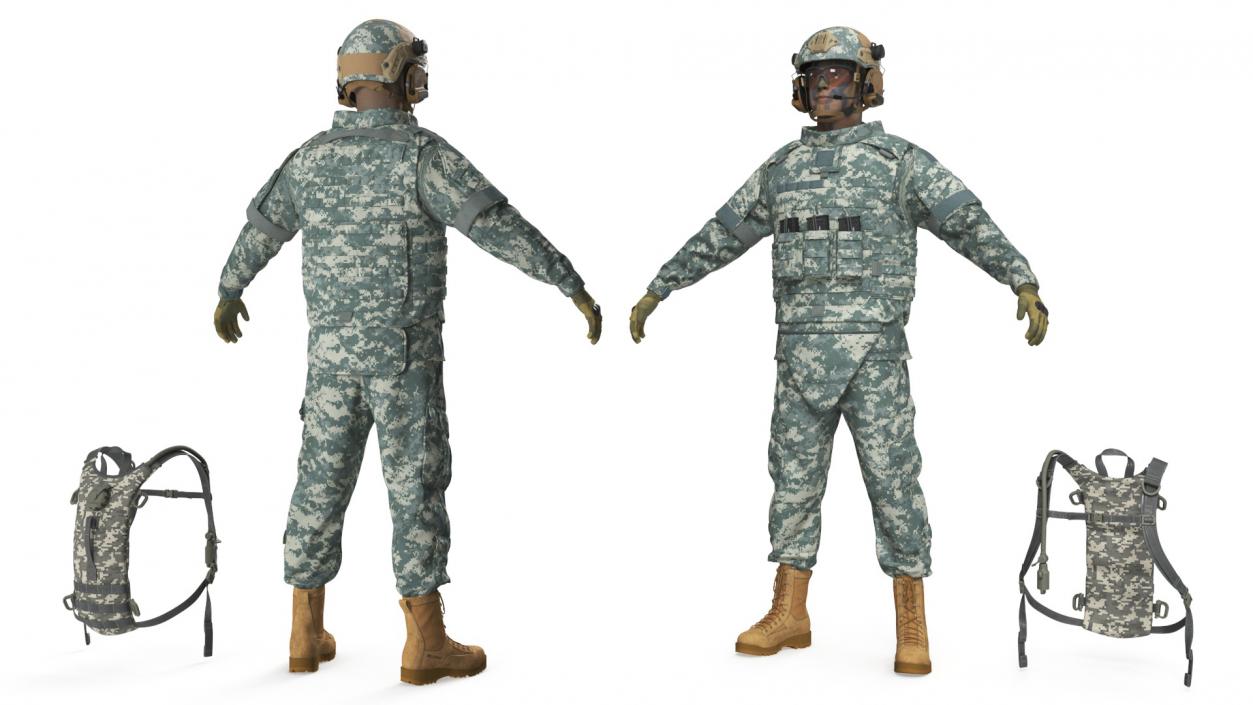 3D Soldier with Hydration Carrier Backpack 2