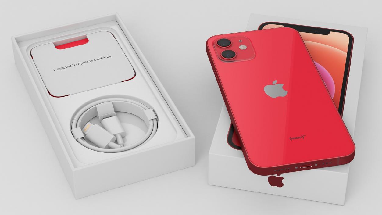 3D model Apple iPhone 12 Unboxed Product RED