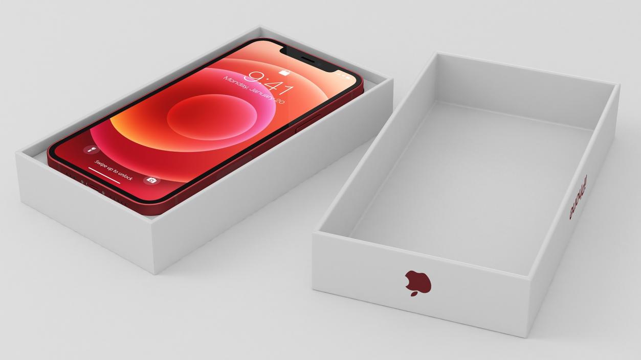 3D model Apple iPhone 12 Unboxed Product RED