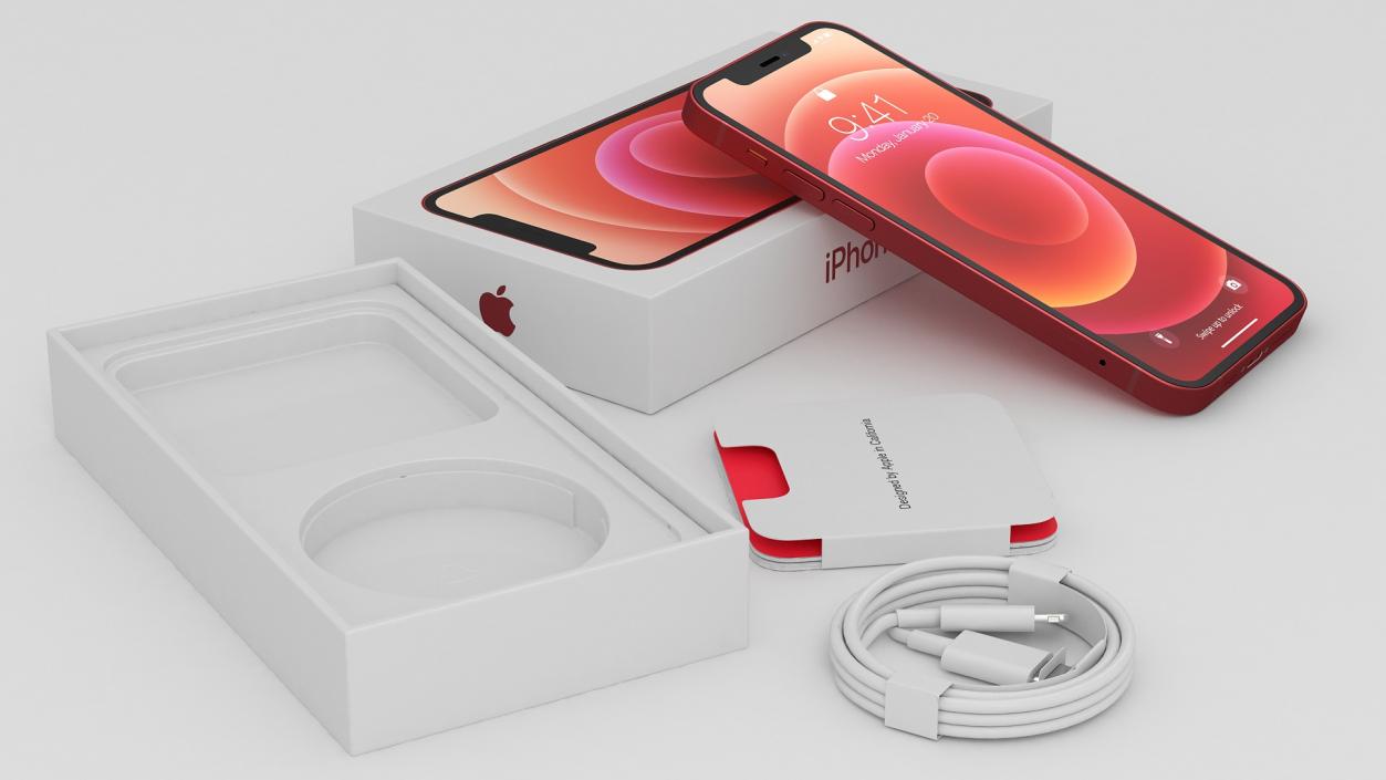 3D model Apple iPhone 12 Unboxed Product RED