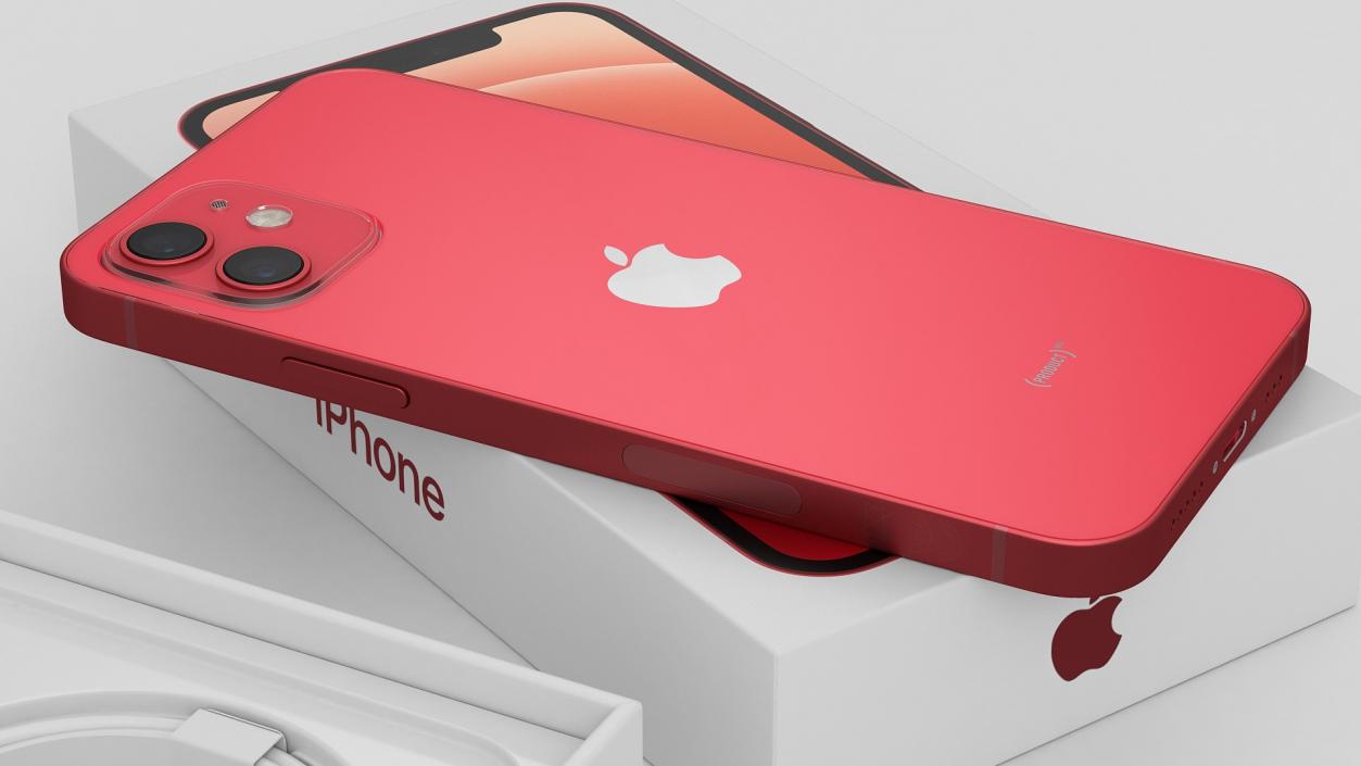 3D model Apple iPhone 12 Unboxed Product RED