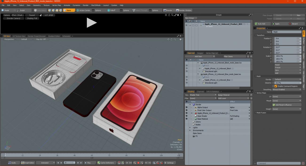 3D model Apple iPhone 12 Unboxed Product RED