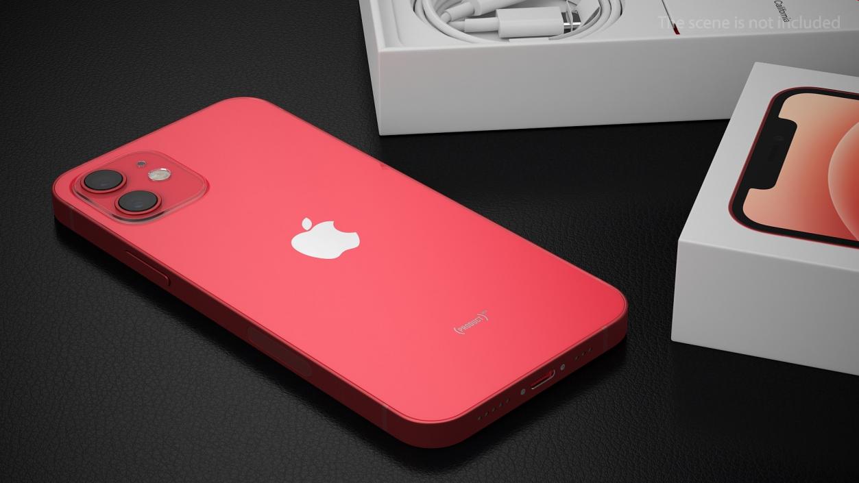 3D model Apple iPhone 12 Unboxed Product RED