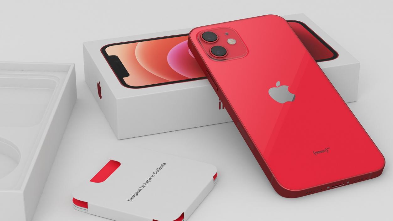 3D model Apple iPhone 12 Unboxed Product RED