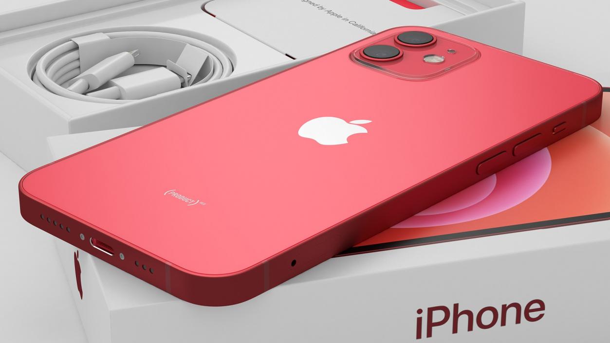 3D model Apple iPhone 12 Unboxed Product RED