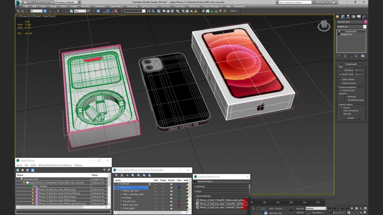 3D model Apple iPhone 12 Unboxed Product RED