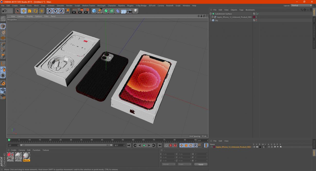 3D model Apple iPhone 12 Unboxed Product RED