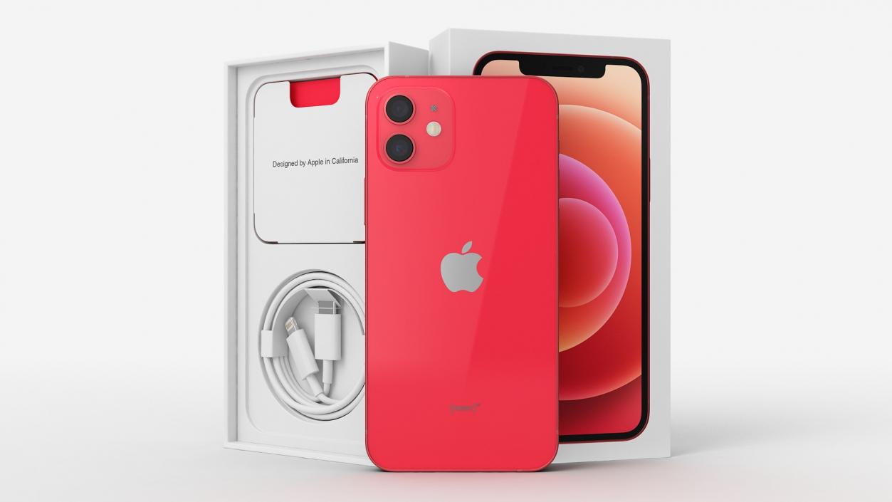 3D model Apple iPhone 12 Unboxed Product RED