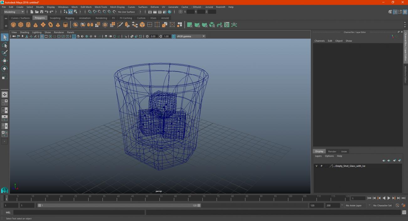 3D model Empty Shot Glass with Ice