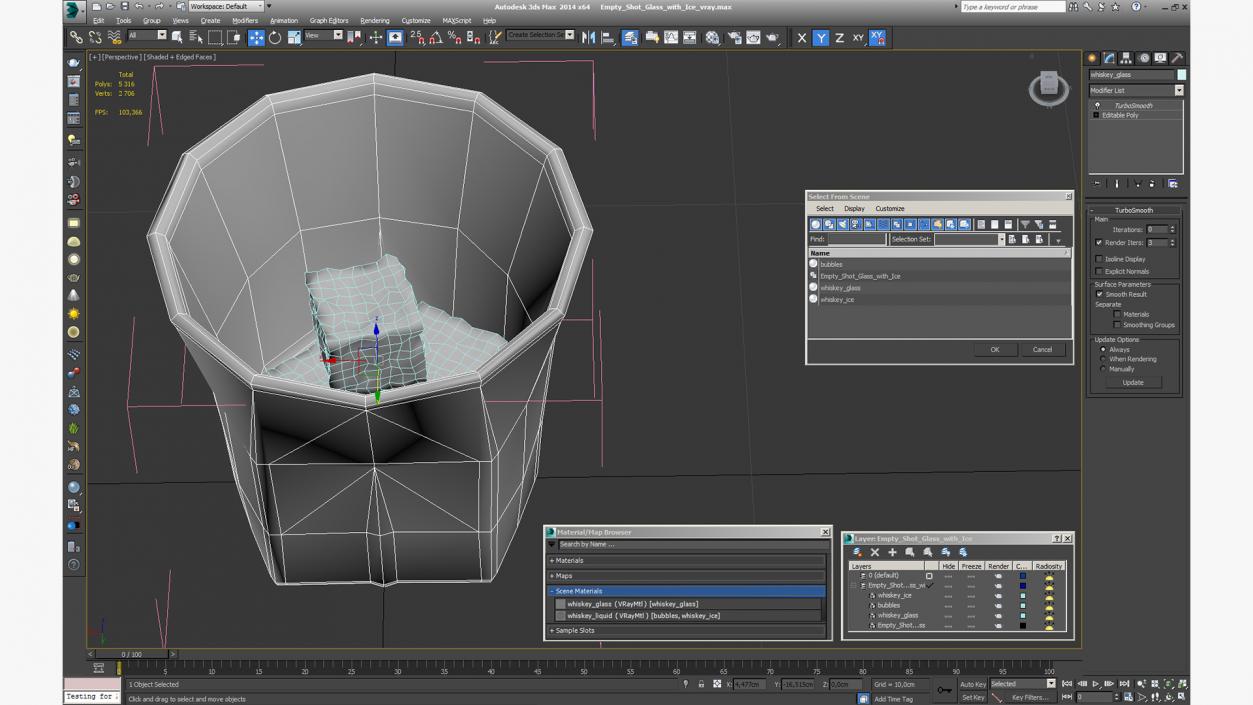 3D model Empty Shot Glass with Ice