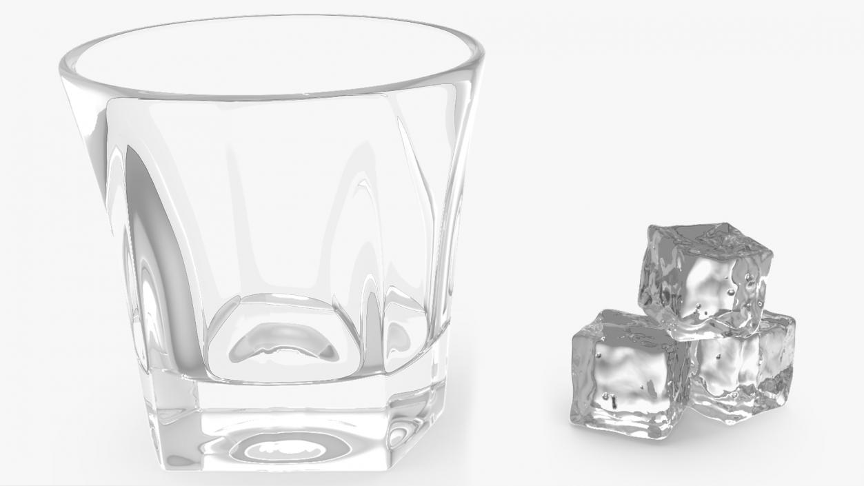 3D model Empty Shot Glass with Ice