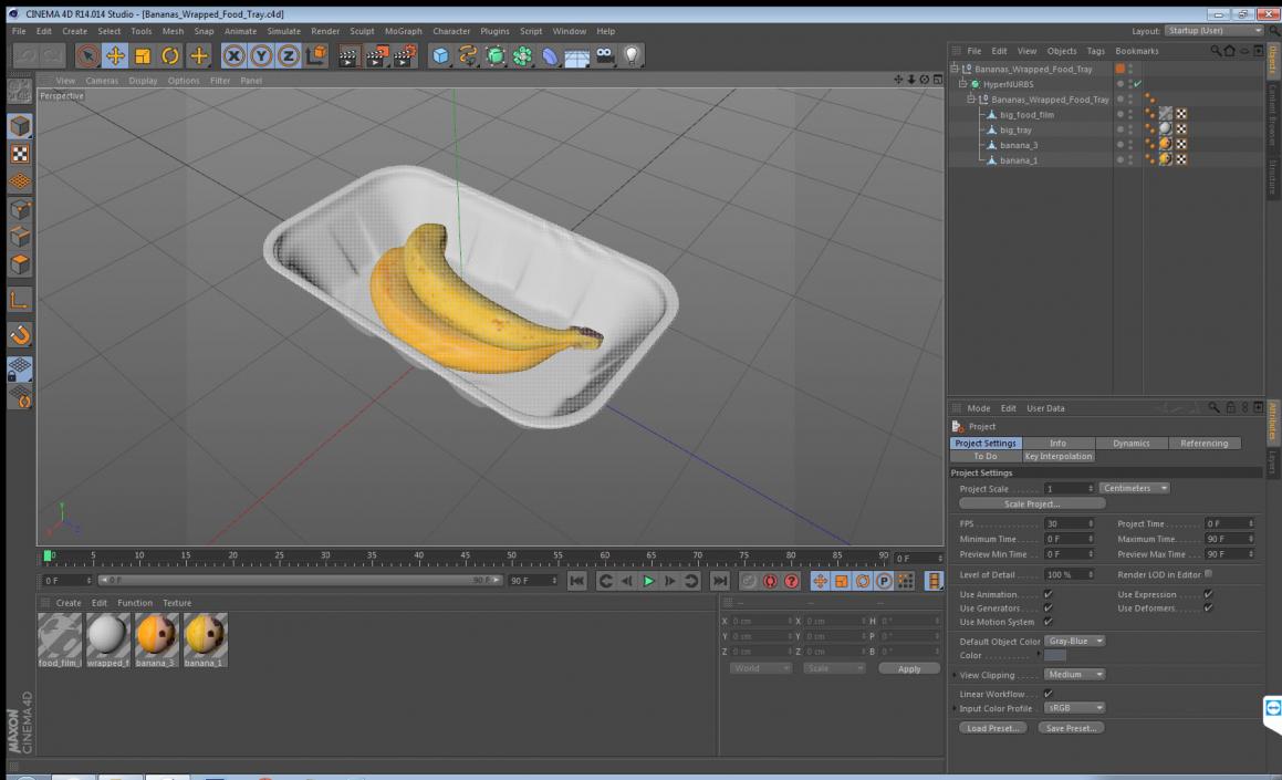 3D model Bananas Wrapped Food Tray