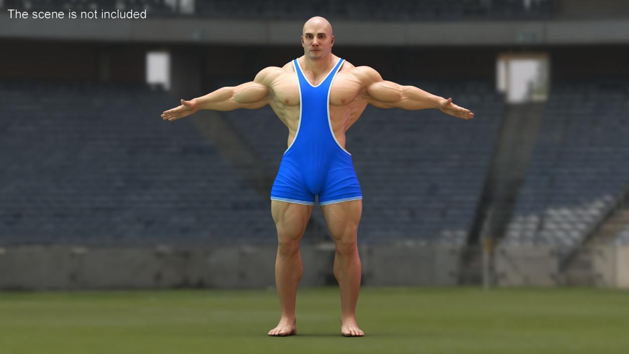 3D model Well Built Muscular Male in Blue Leotard