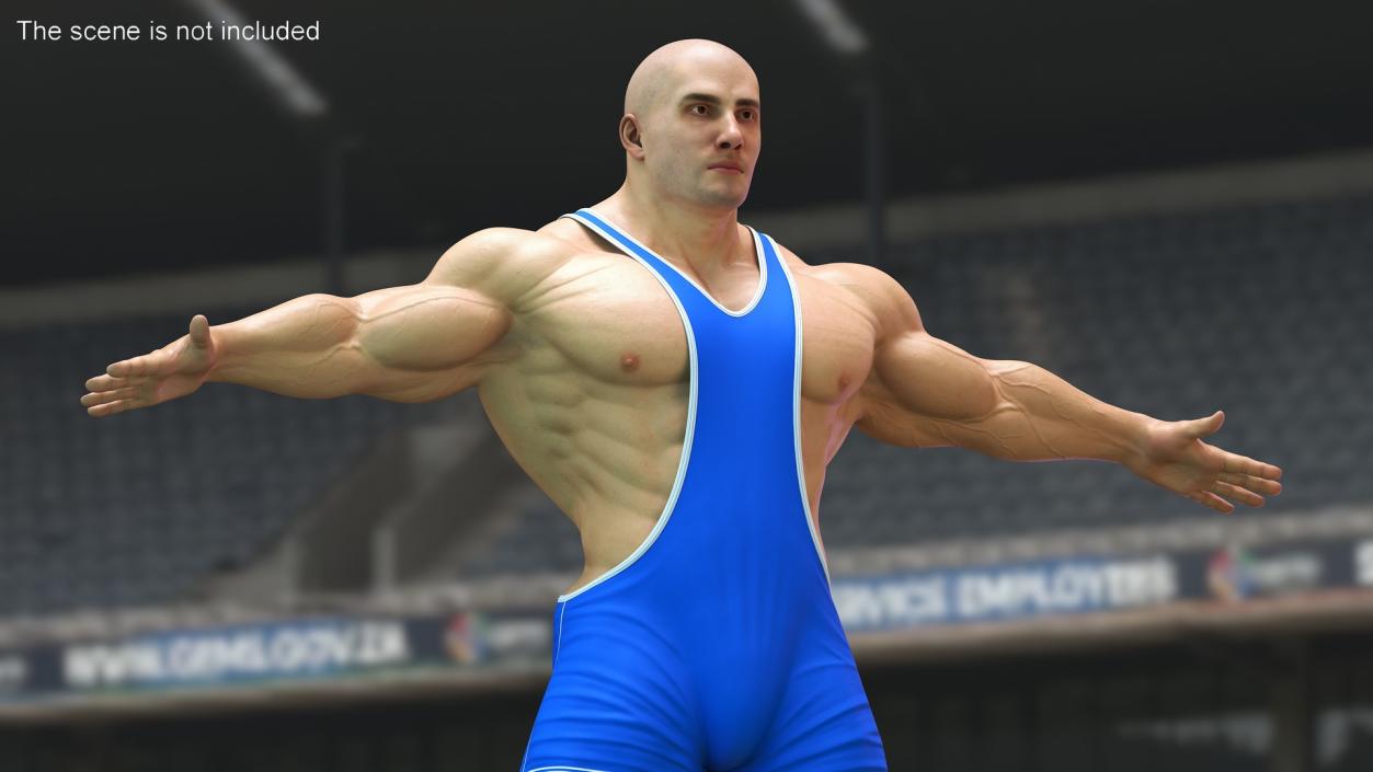 3D model Well Built Muscular Male in Blue Leotard