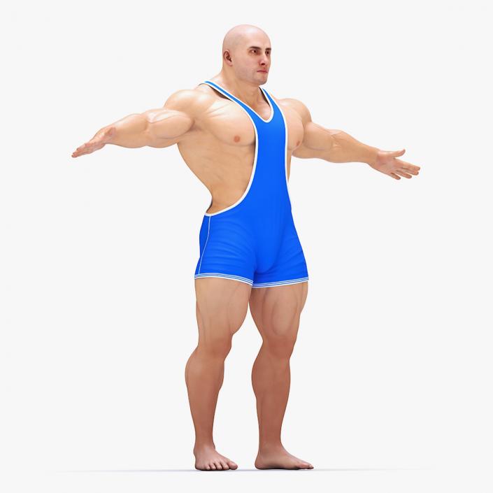 3D model Well Built Muscular Male in Blue Leotard