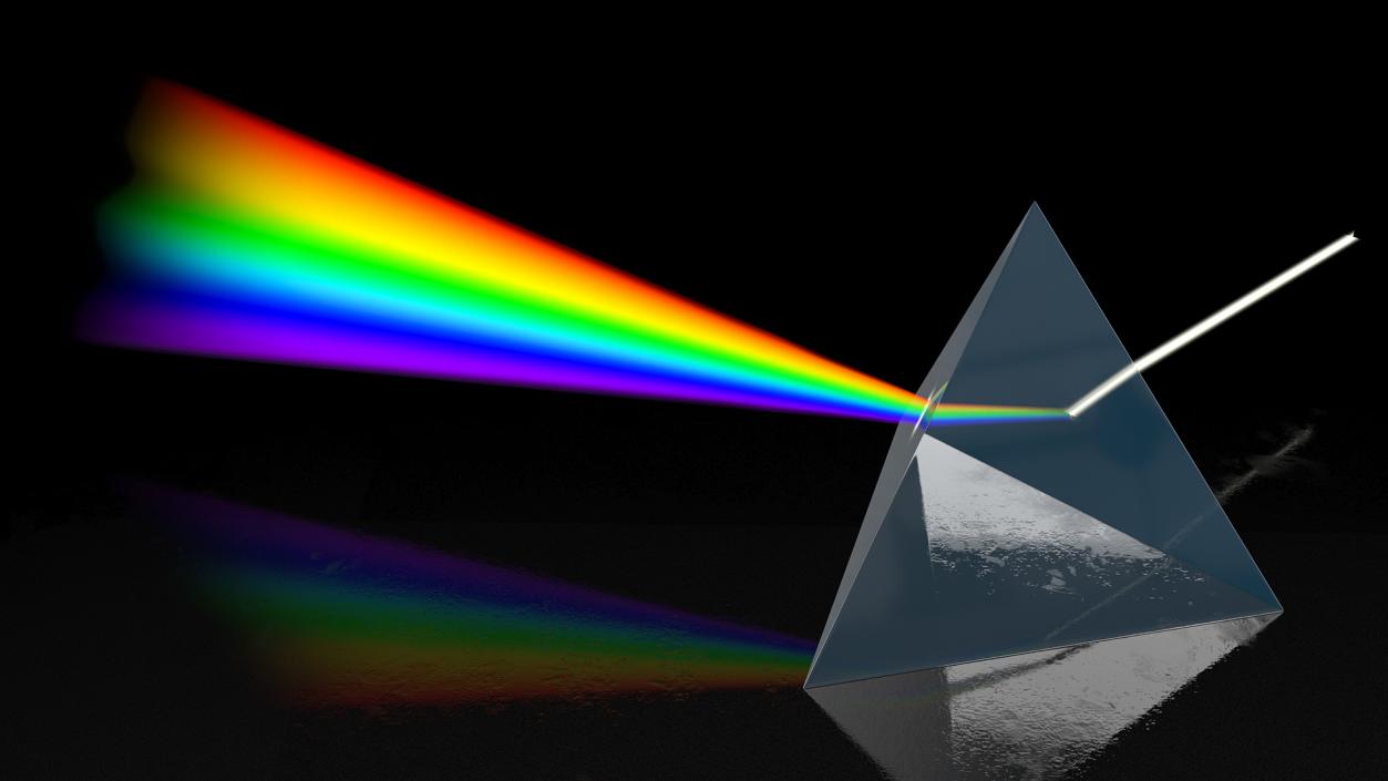 Glass Pyramid Refraction of Light Spectrum 3D