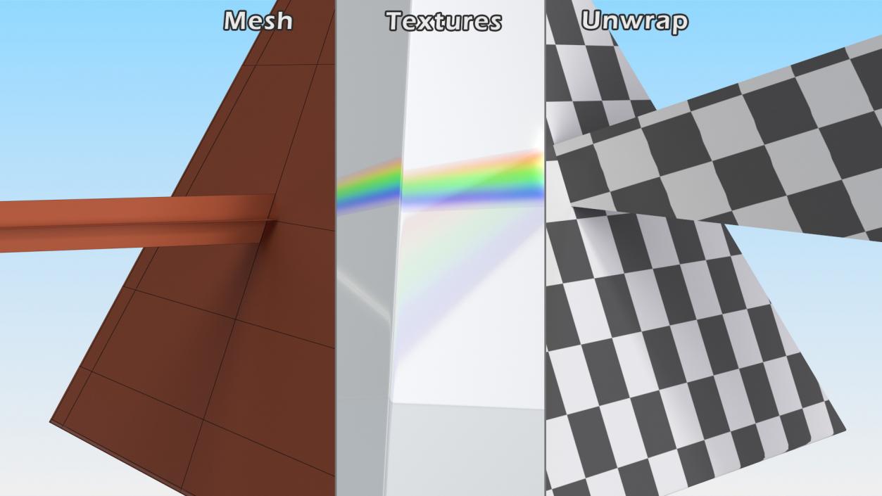 Glass Pyramid Refraction of Light Spectrum 3D