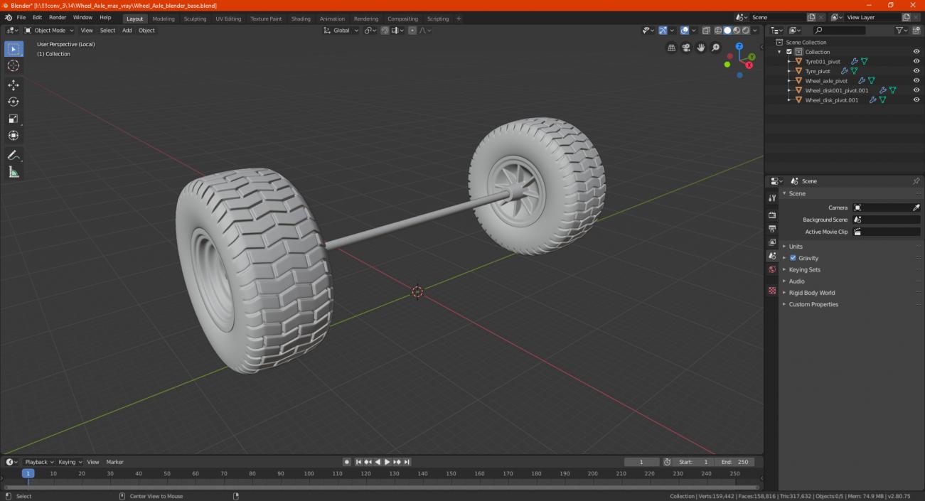 3D model Wheel Axle