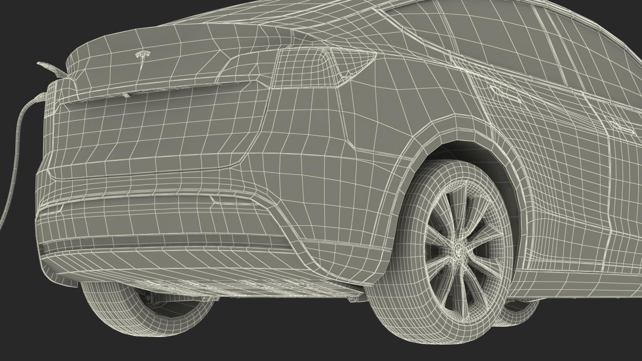 3D Tesla Model Y Charging with EV Charger Station