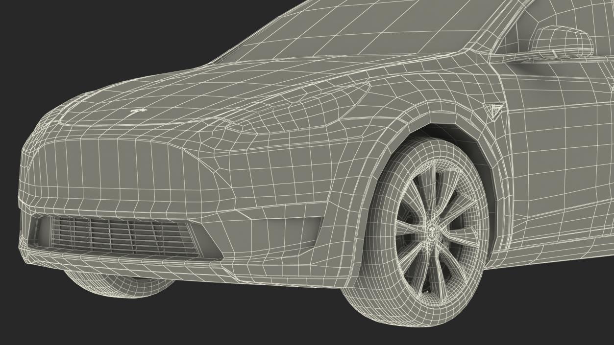 3D Tesla Model Y Charging with EV Charger Station