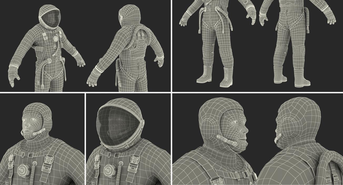 3D model Astronaut Wearing Space Suit Strizh