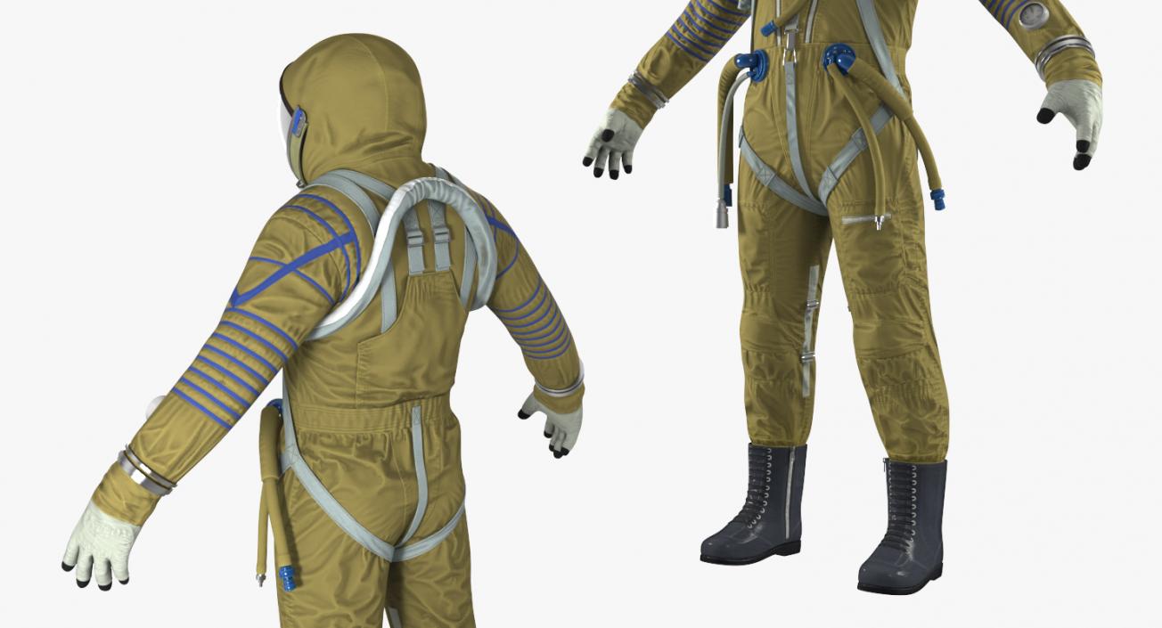 3D model Astronaut Wearing Space Suit Strizh