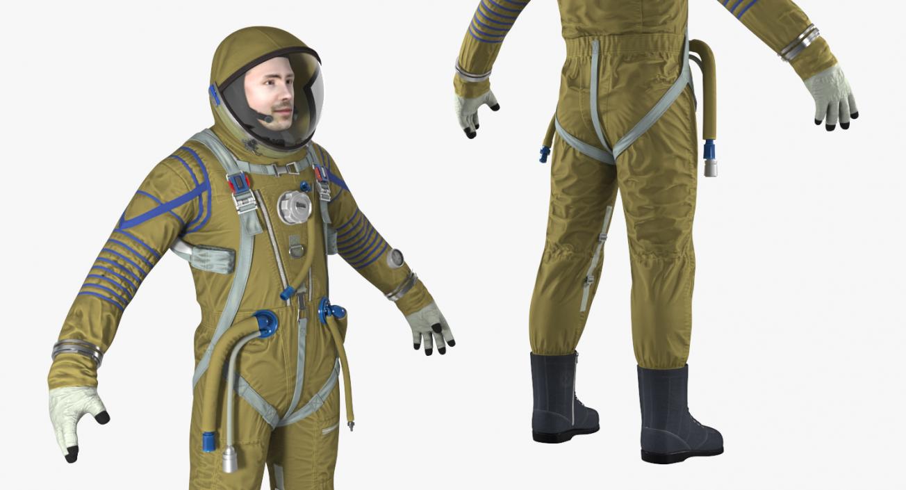 3D model Astronaut Wearing Space Suit Strizh