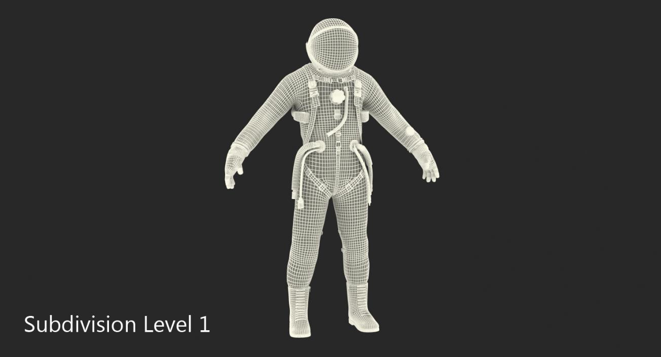 3D model Astronaut Wearing Space Suit Strizh