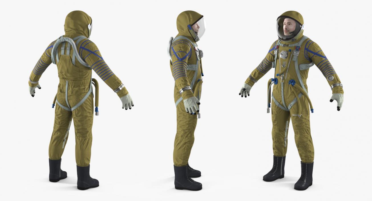 3D model Astronaut Wearing Space Suit Strizh