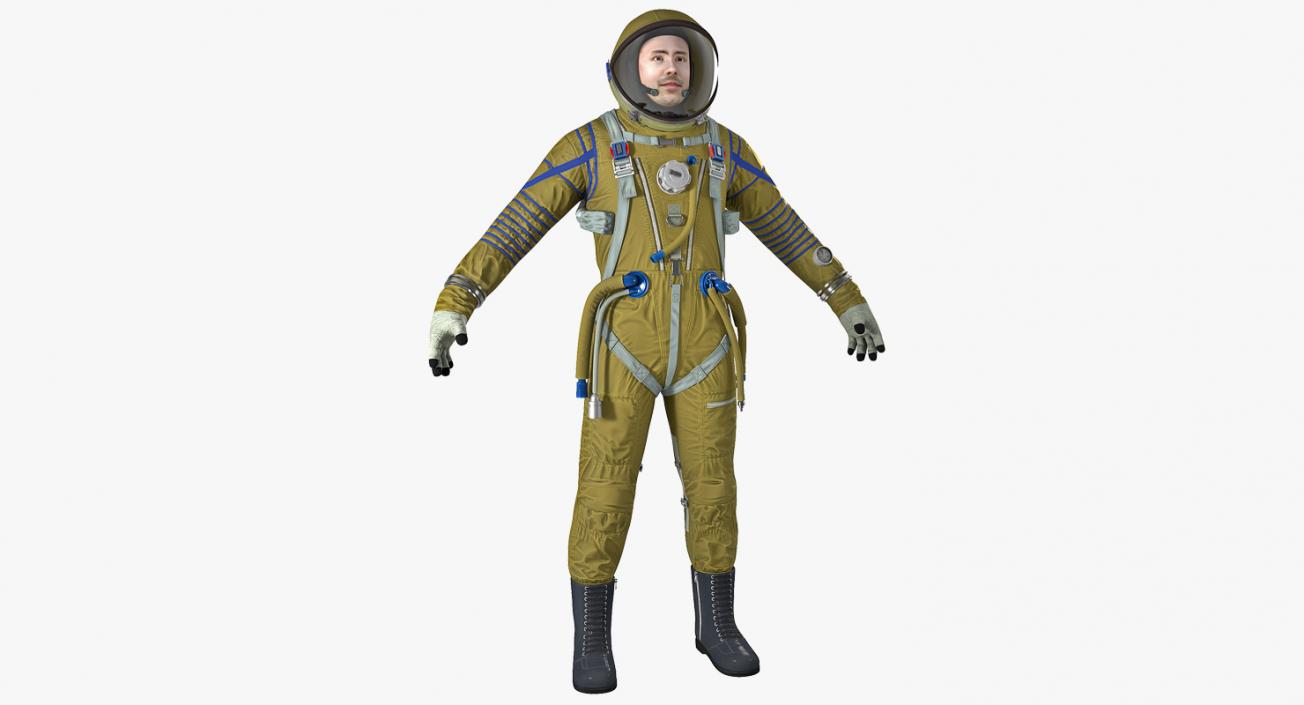 3D model Astronaut Wearing Space Suit Strizh