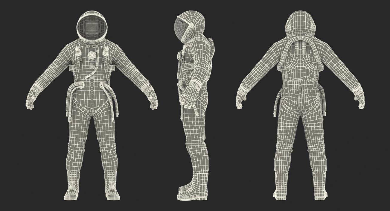 3D model Astronaut Wearing Space Suit Strizh