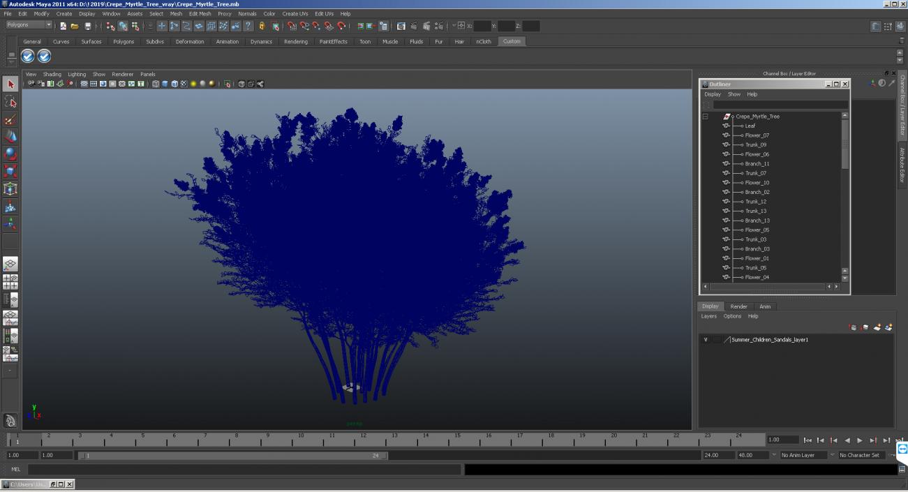 Crepe Myrtle Tree 3D