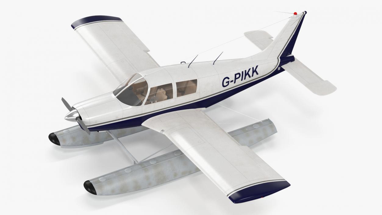 3D model Single Engine Seaplane Piper PA-28 Cherokee Rigged