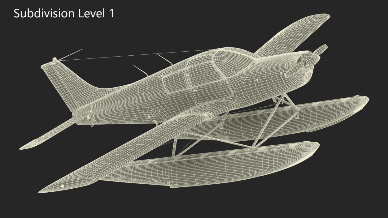 3D model Single Engine Seaplane Piper PA-28 Cherokee Rigged