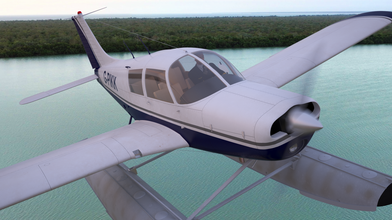 3D model Single Engine Seaplane Piper PA-28 Cherokee Rigged