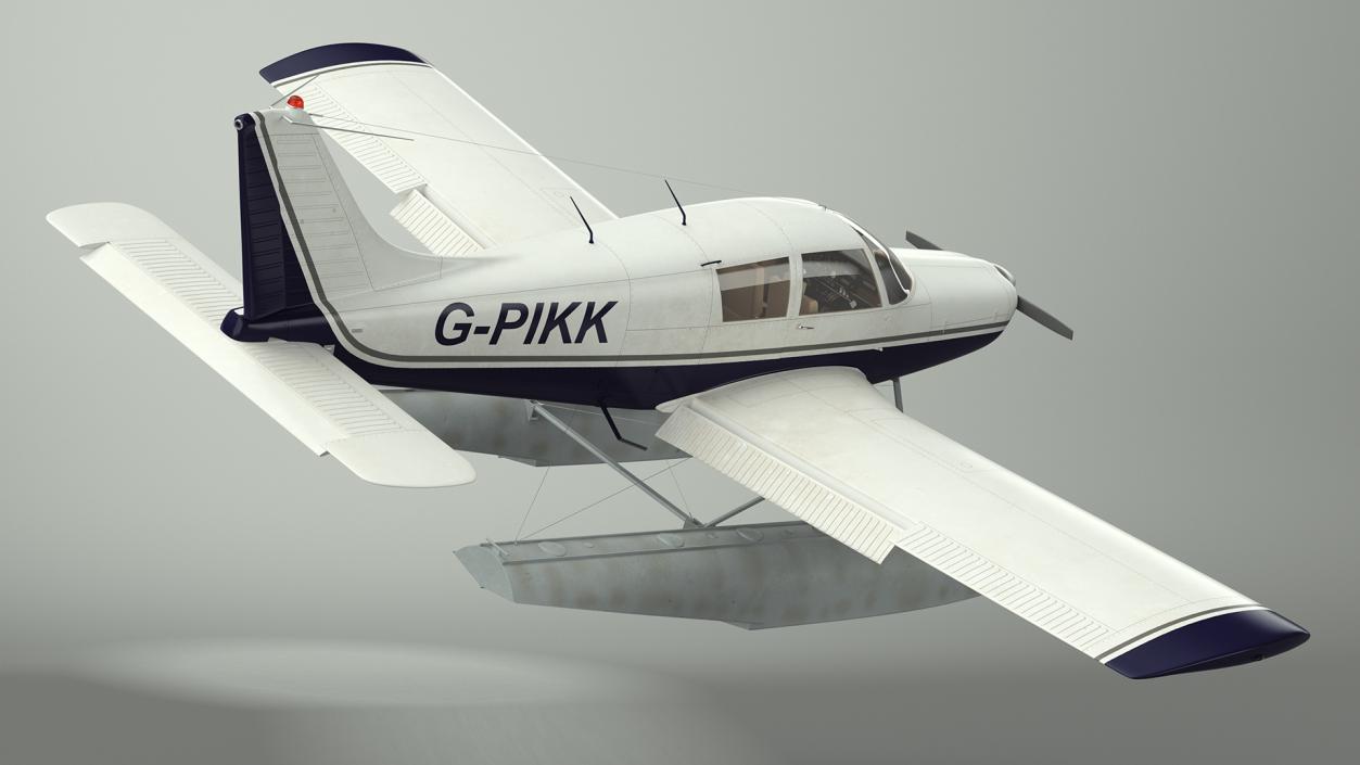 3D model Single Engine Seaplane Piper PA-28 Cherokee Rigged