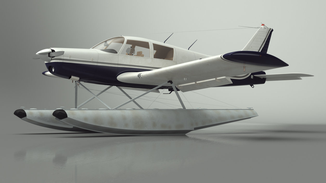 3D model Single Engine Seaplane Piper PA-28 Cherokee Rigged