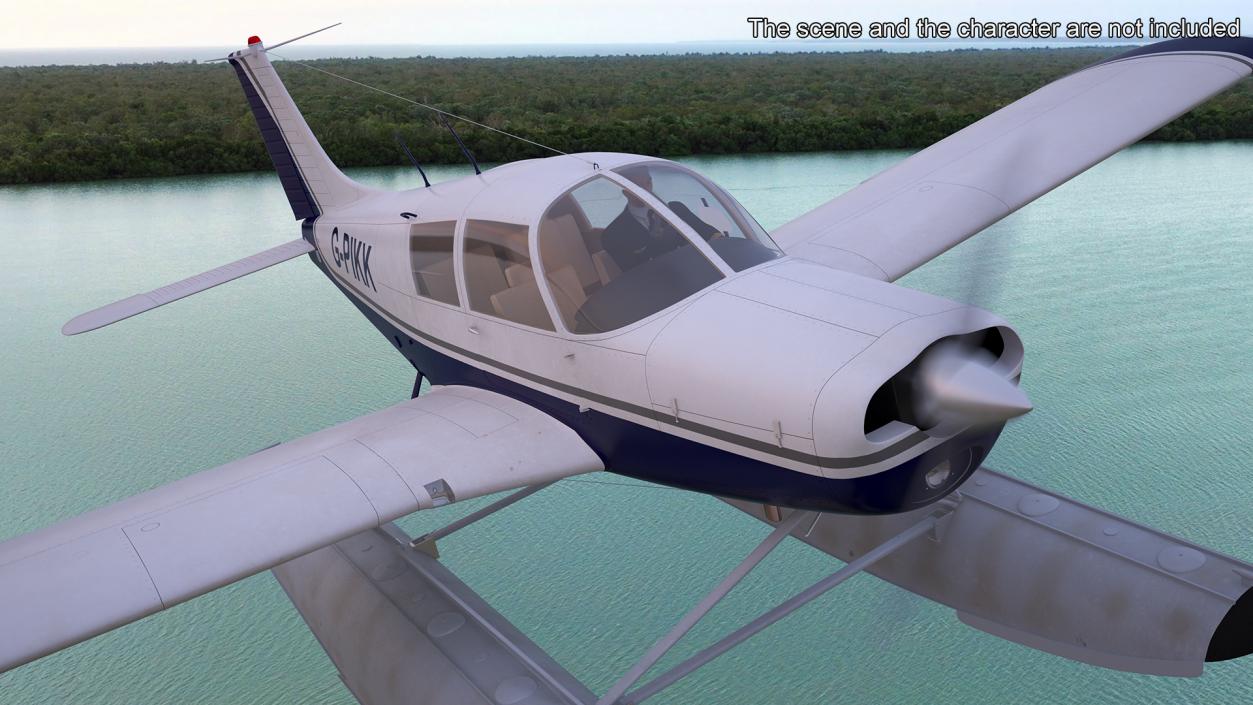 3D model Single Engine Seaplane Piper PA-28 Cherokee Rigged