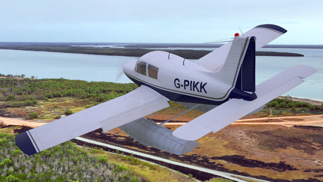 3D model Single Engine Seaplane Piper PA-28 Cherokee Rigged