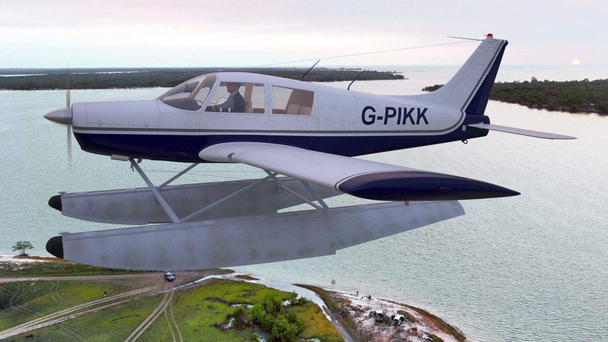 3D model Single Engine Seaplane Piper PA-28 Cherokee Rigged