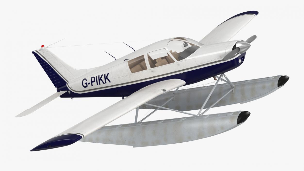 3D model Single Engine Seaplane Piper PA-28 Cherokee Rigged