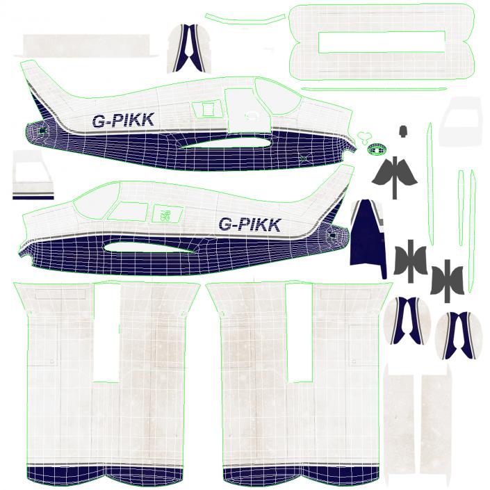 3D model Single Engine Seaplane Piper PA-28 Cherokee Rigged