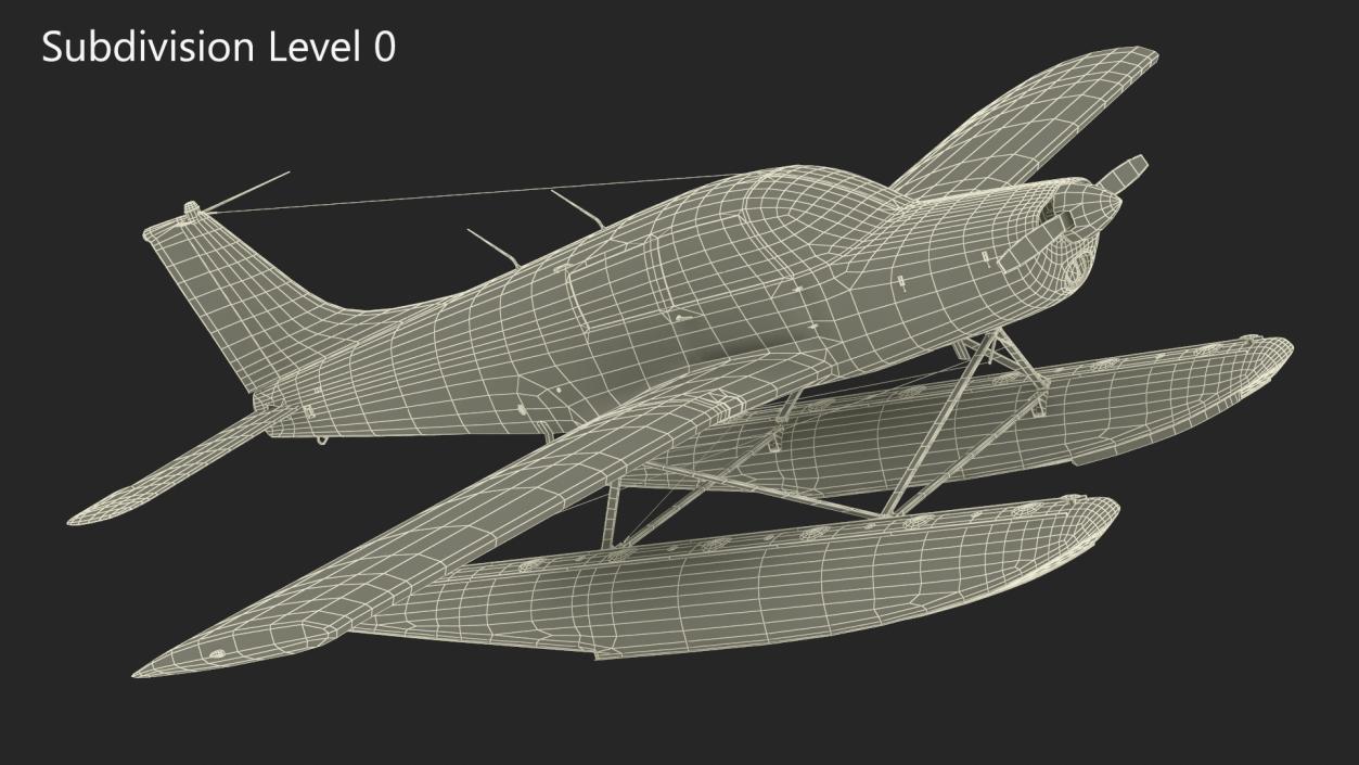 3D model Single Engine Seaplane Piper PA-28 Cherokee Rigged