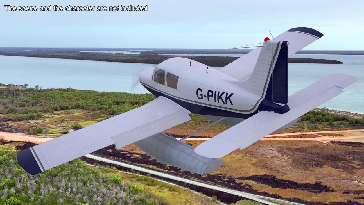 3D model Single Engine Seaplane Piper PA-28 Cherokee Rigged