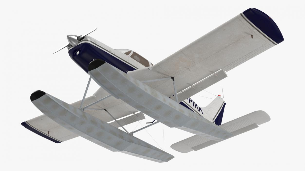 3D model Single Engine Seaplane Piper PA-28 Cherokee Rigged