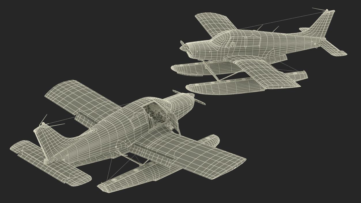 3D model Single Engine Seaplane Piper PA-28 Cherokee Rigged