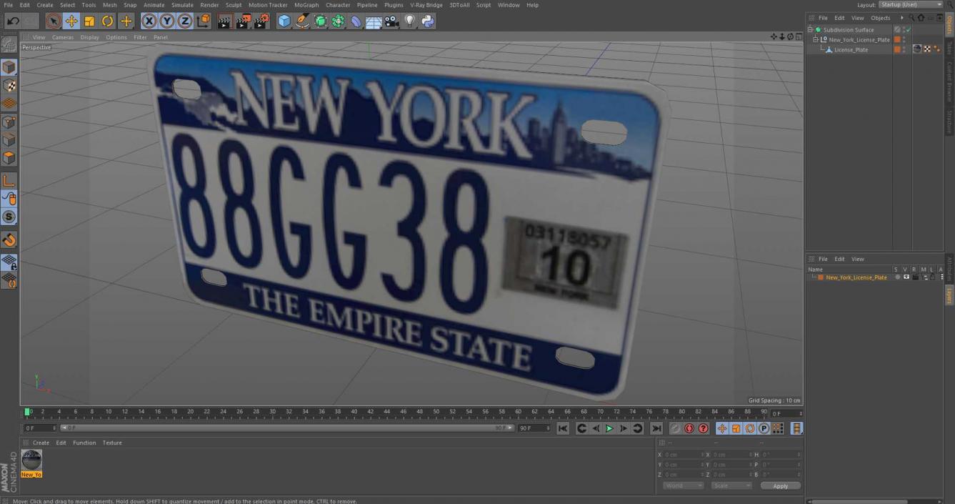 New York License Plate 3D