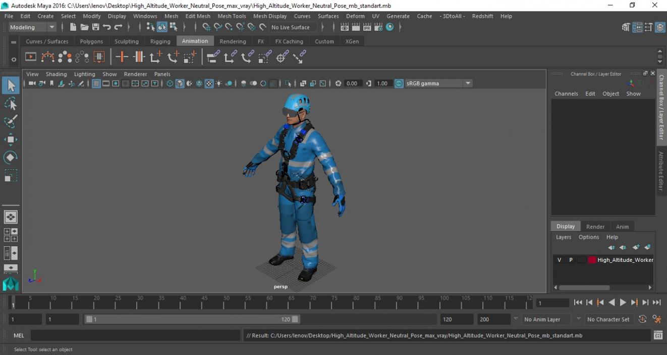 3D High Altitude Worker Neutral Pose model