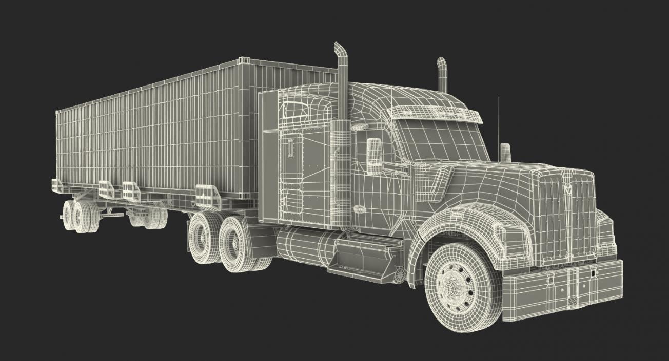 Truck with 48ft ISO Container 3D model