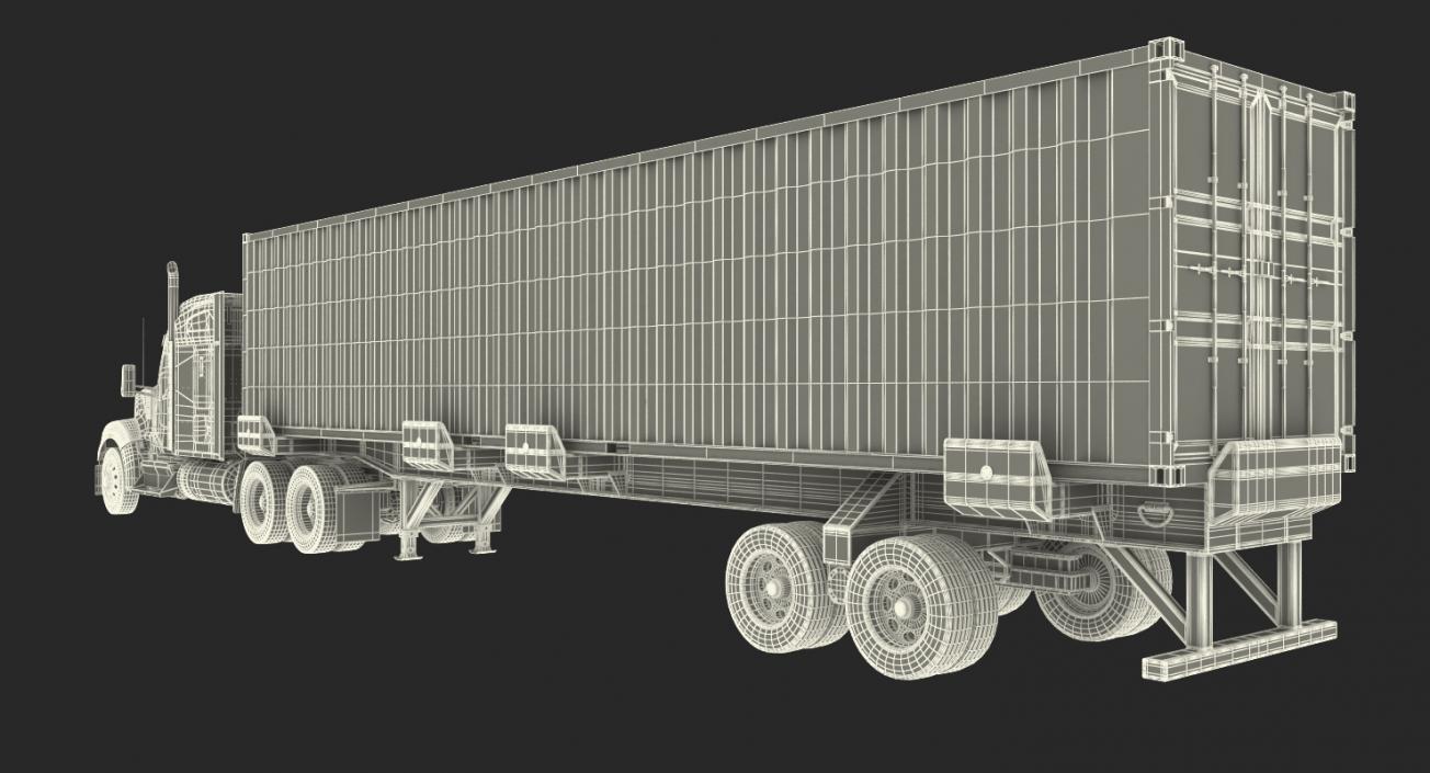 Truck with 48ft ISO Container 3D model